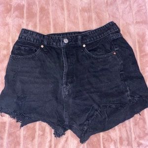 Black denim shorts